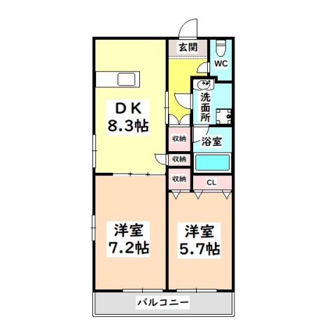 プレイン安城(2DK/3階)の間取り写真