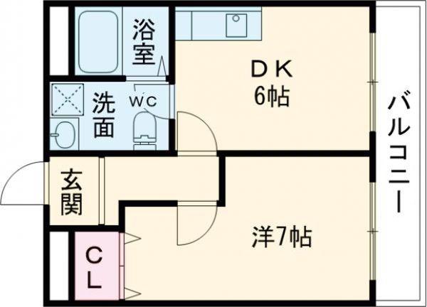 ラビタ柳町II(1DK/2階)の間取り写真