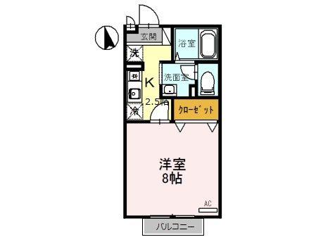 RIOAONOI号館(1K/2階)の間取り写真