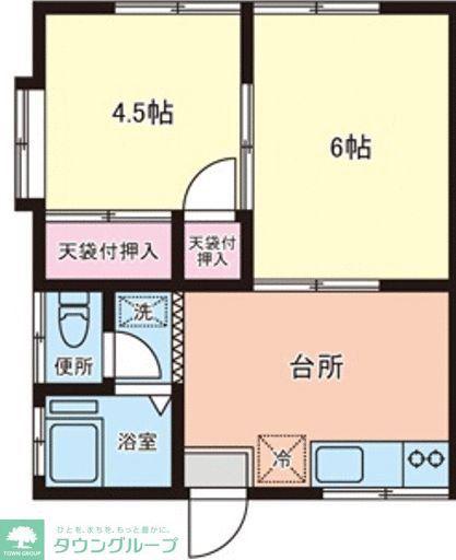 コーポひろせ(2DK/2階)の間取り写真