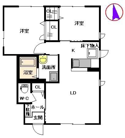 コーポブランシェ(2LDK/1階)の間取り写真