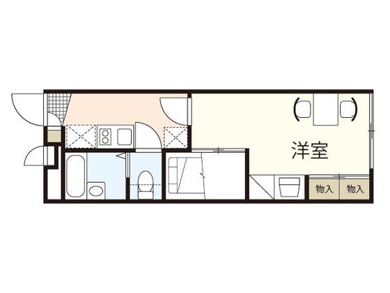 レオパレス恵夢伍番館(1K/2階)の間取り写真