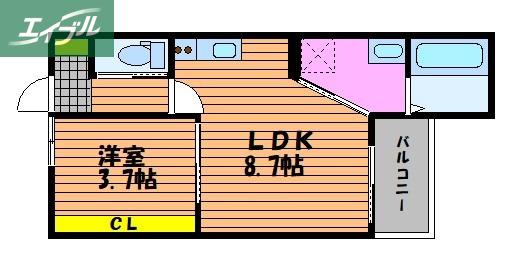 LIEN国富(1LDK/1階)の間取り写真