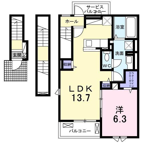 ベルフラワー博多(1LDK/3階)の間取り写真