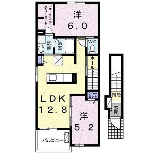 ル・ボヌールII(2LDK/2階)の間取り写真