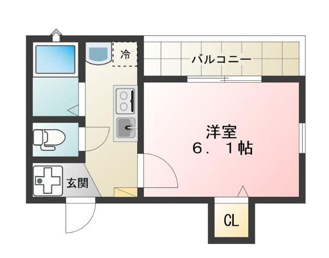 ROSE南台(1K/2階)の間取り写真