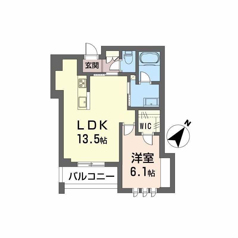 レフィシア津倉(1LDK/4階)の間取り写真