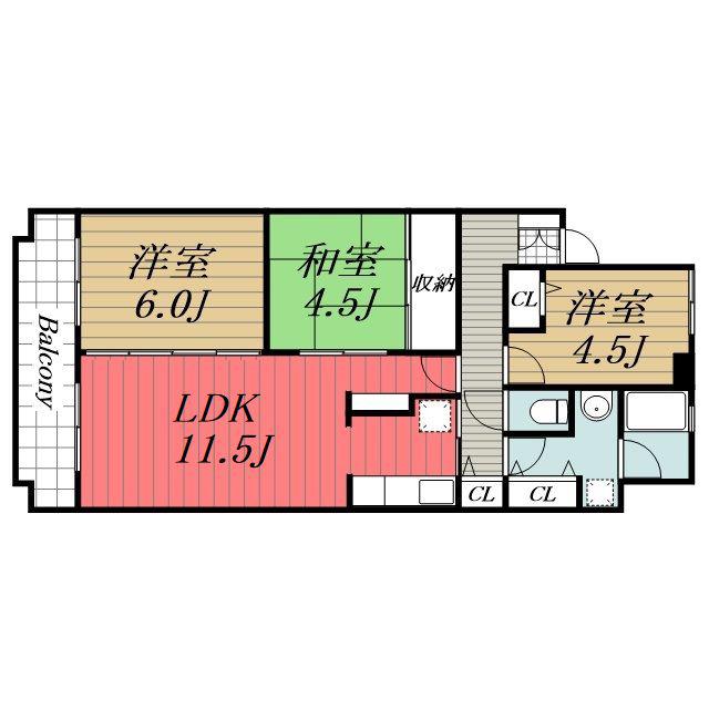 ラポール観山(3LDK/7階)の間取り写真