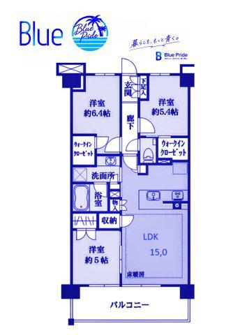 ザ・パークハウス横浜川和町テラス(3LDK/9階)の間取り写真