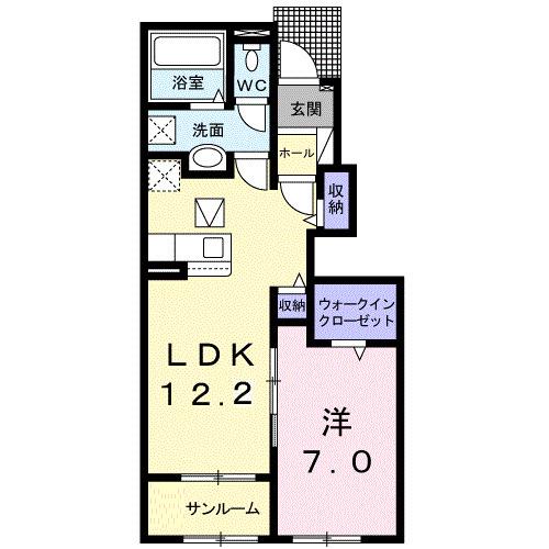 ソフィアΑ(1LDK/1階)の間取り写真