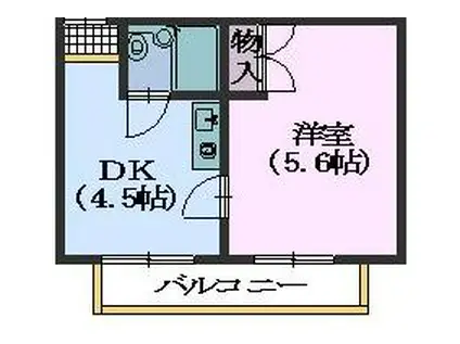 ハイム向が丘(1DK/3階)の間取り写真