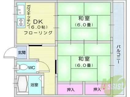 和泉荘(2DK/2階)の間取り写真