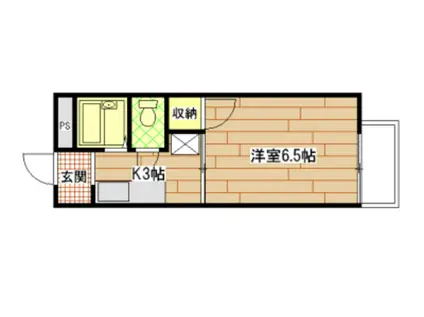 エステート皆実(1K/1階)の間取り写真