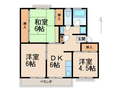 コーポ芦辺(3DK/2階)の間取り写真