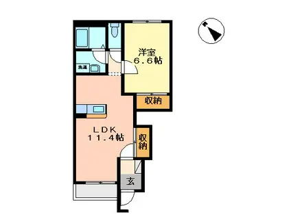 プリマヴェーラ(1LDK/1階)の間取り写真
