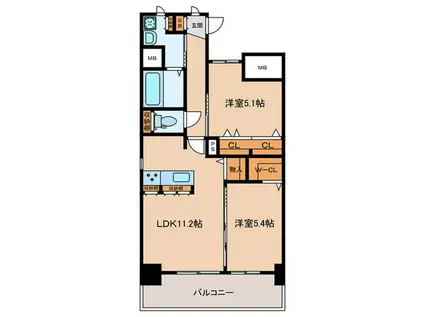 万玉ビル(2LDK/8階)の間取り写真