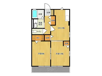 ベルドミールKS(2DK/2階)の間取り写真