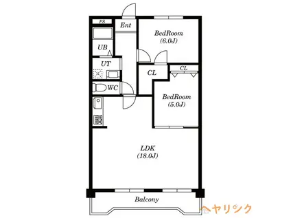 ピースキャピタル上菅(2LDK/3階)の間取り写真