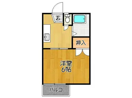 シャトースカイ(1K/2階)の間取り写真