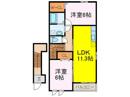 K HOUSE(2LDK/2階)の間取り写真