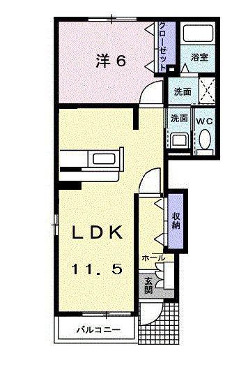 メロディハウス メゾピアノ(1LDK/1階)の間取り写真