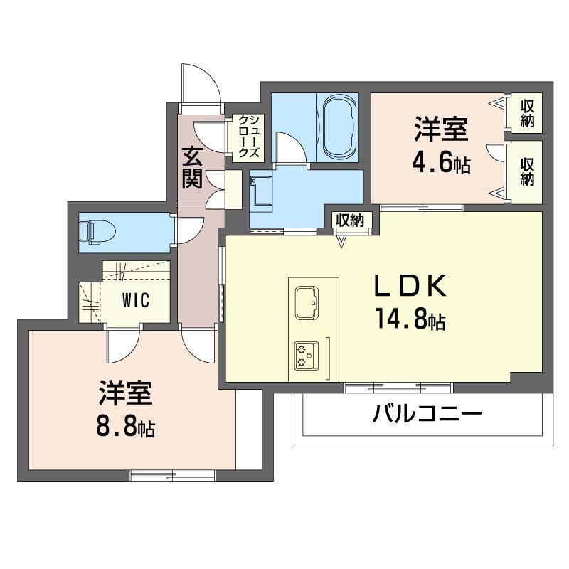 プルメリアコート阿佐ヶ谷(2LDK/3階)の間取り写真