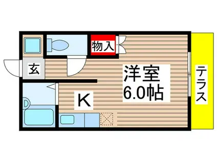 YKハウス小仲台(1K/1階)の間取り写真