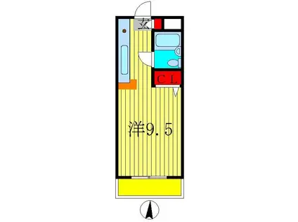 ハイツ松戸II(ワンルーム/2階)の間取り写真