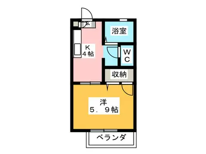 エバーグリーン三ッ沢(1K/1階)の間取り写真