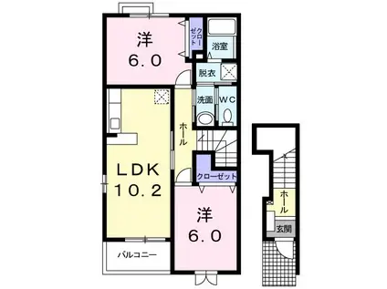 クラシオン ヴェールII(2LDK/2階)の間取り写真