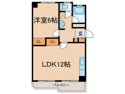 本宿マンション(1LDK/1階)の間取り写真