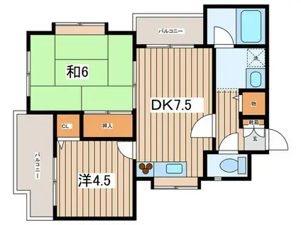 コラール大倉山(2DK/1階)の間取り写真