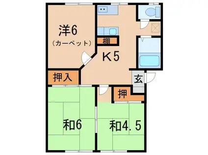 カーザ・桜(3K/1階)の間取り写真