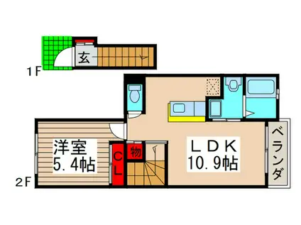 プロムナ-ド貝塚公園II(1LDK/2階)の間取り写真