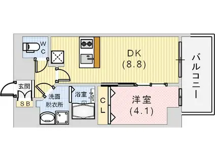 エステムコート神戸グランスタイル(1DK/15階)の間取り写真