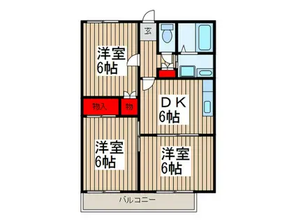 グランハイム岡田A棟(3DK/1階)の間取り写真