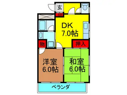 パレ東中振(2DK/3階)の間取り写真
