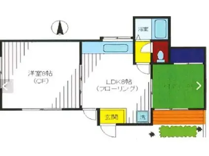 ときわ荘(2LDK/1階)の間取り写真