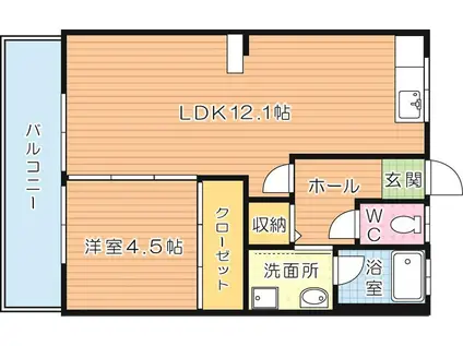 コーポ青山(1LDK/3階)の間取り写真