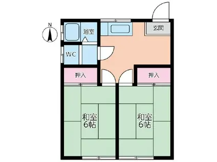 高橋第3(2DK/2階)の間取り写真
