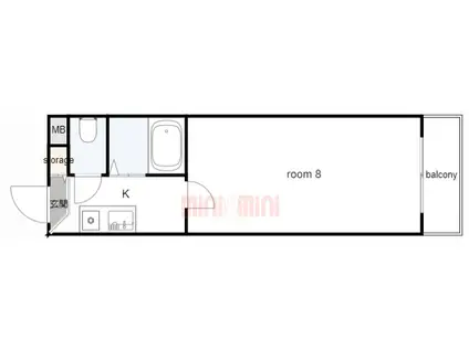 サンシャビル(1K/3階)の間取り写真