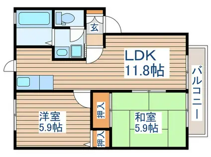 プロウグレスIII(2LDK/2階)の間取り写真