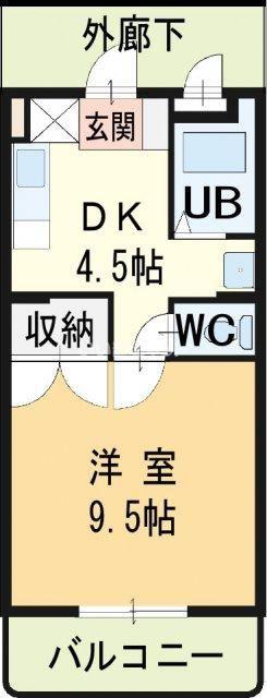 ハイランドマンション多田3号棟(1DK/2階)の間取り写真
