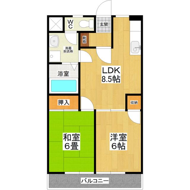 フラッツ東崎(2LDK/3階)の間取り写真