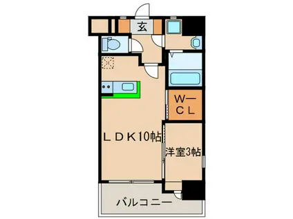 コモテリア渡辺通(1LDK/9階)の間取り写真