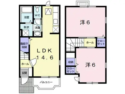 パミドーリII(2LDK/1階)の間取り写真
