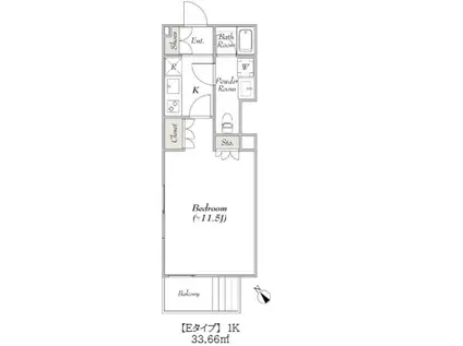 ルミークアン上原(1K/1階)の間取り写真