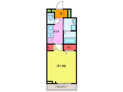 ヒカルサ北坂戸(1K/1階)の間取り写真