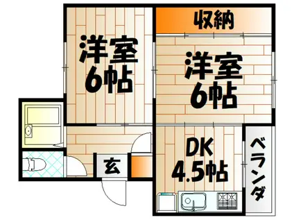 ヴィラナリー門司3棟(2DK/5階)の間取り写真