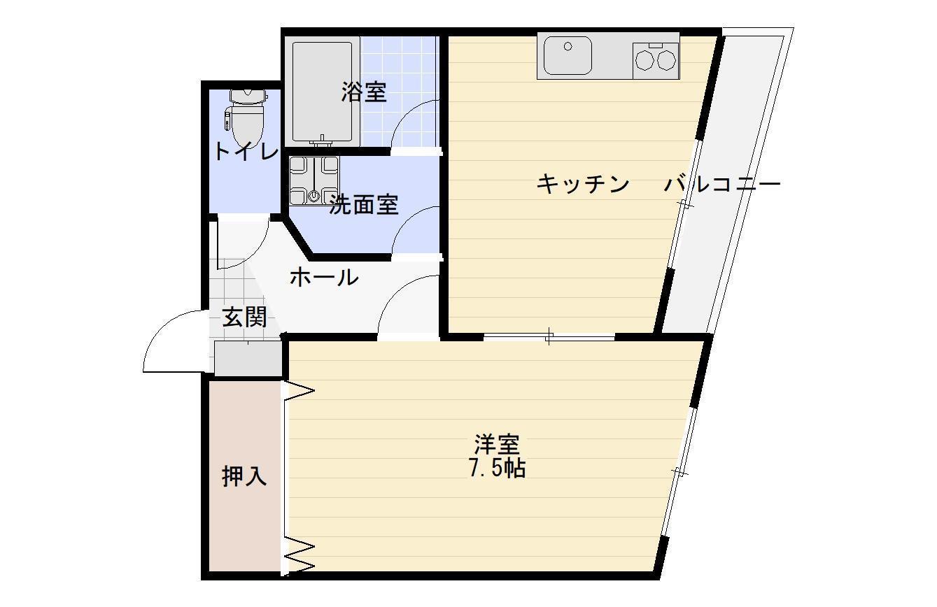 ハーモニー(1DK/2階)の間取り写真